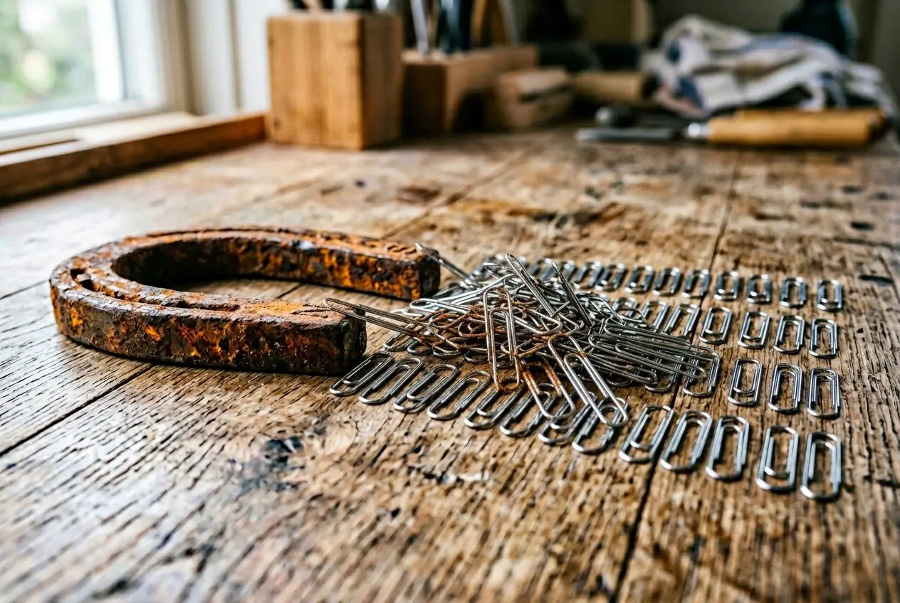 Aimant attirant des trombones