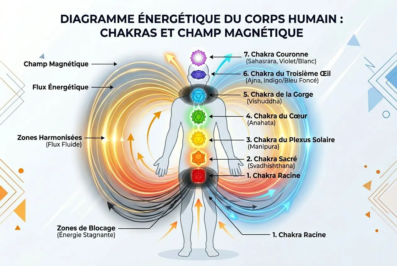 Circulation de l'énergie magnétique dans le corps