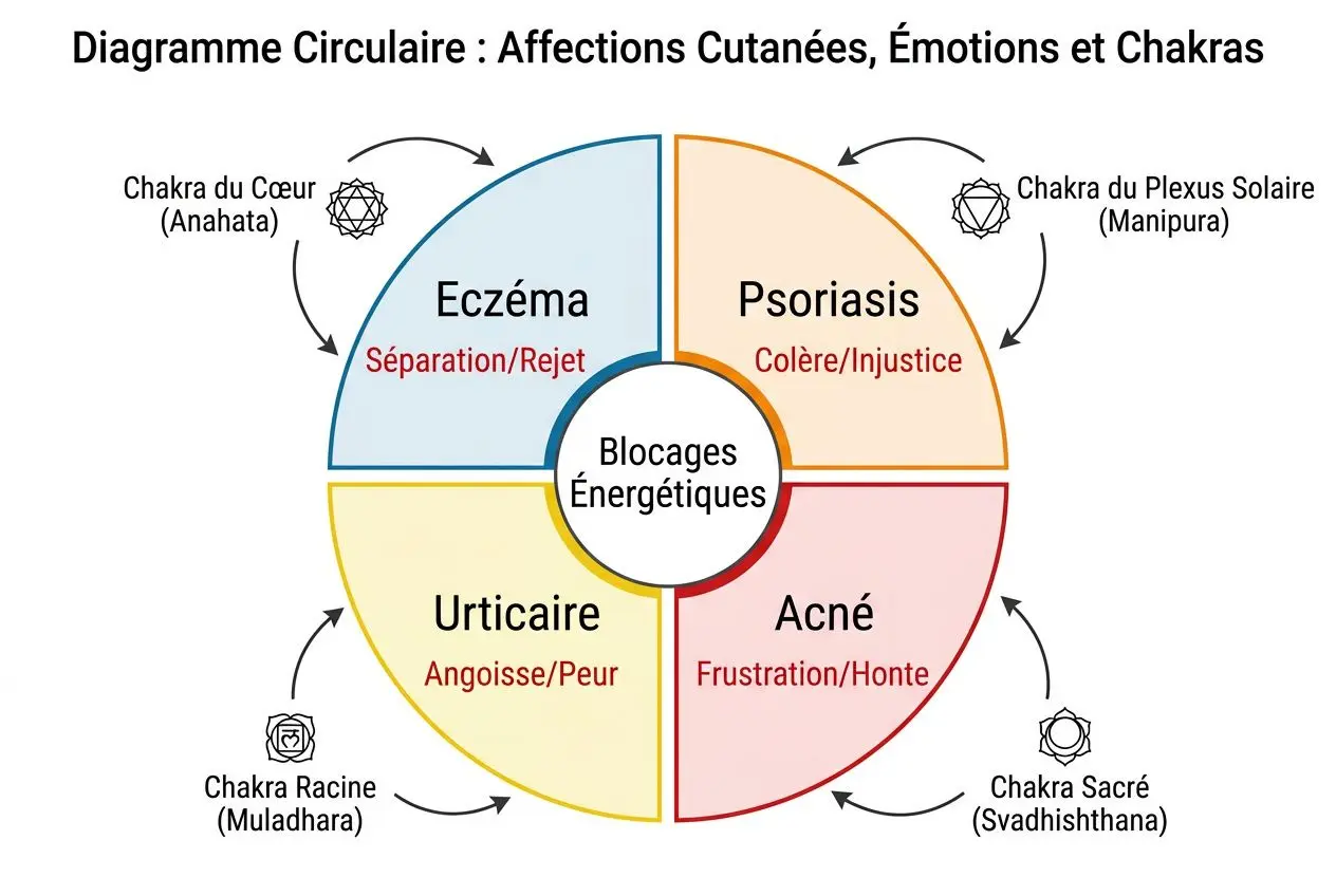 Correspondances entre affections cutanées et émotions refoulées